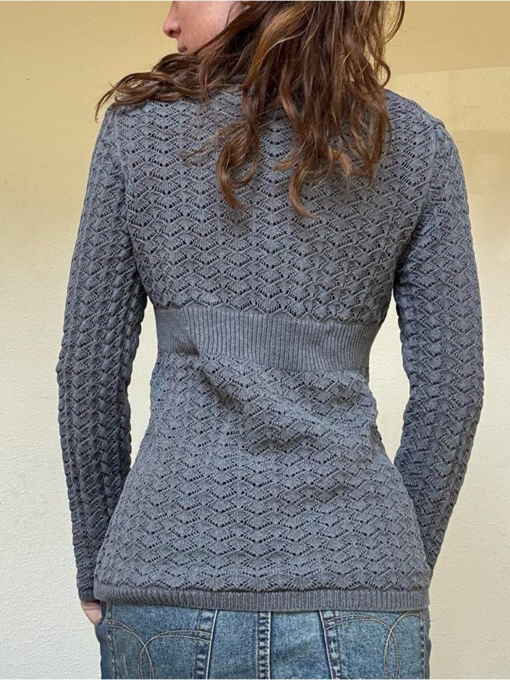 Loft y2k grey knit babydoll sweater with buttons - Picture 3 of 8